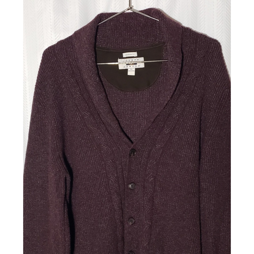 Joseph Abboud Men's XL Burgundy Wool Blend Cardigan Blazer Elbow Patch Cable